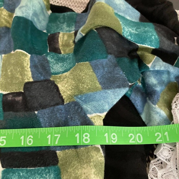 Ann Taylor Cardigan Womens Sz MP Petite Blue Green Pattern Cotton Sweater‎ - Picture 7 of 9